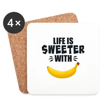 Life Is Sweeter With Banana - Coasters (set of 4) - white - Front
