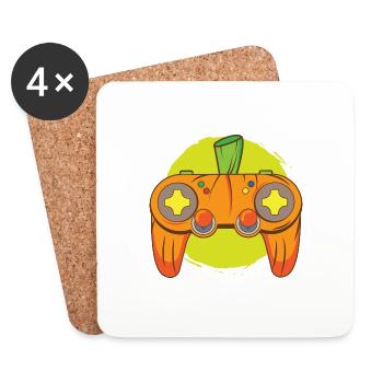 Jeu vidéo Gamer Life Halloween Pumpkin Head - Dessous de verre (lot de 4) - blanc - Devant