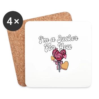 I'm A Sucker For You Romantic Valentine's - Coasters (set of 4) - white - Front