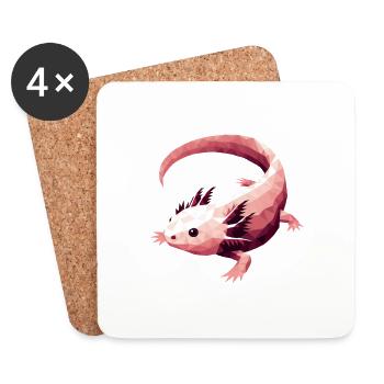 Axolotl polygone amphibien mexicain rose - Dessous de verre (lot de 4) - blanc - Devant
