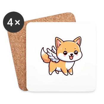 Süßer Shiba Inu-Engel im Comic-Stil - Untersetzer (4er-Set) - Weiß - Vorne