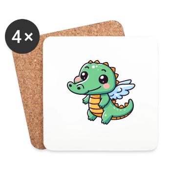 Ailes d’ange crocodile mignon - Dessous de verre (lot de 4) - blanc - Devant
