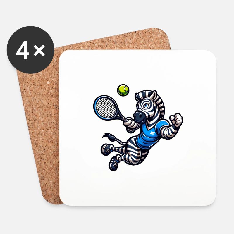 Zebra Tennis Pro - Aufschlag und Spiel! - Untersetzer (4er-Set) - Weiß