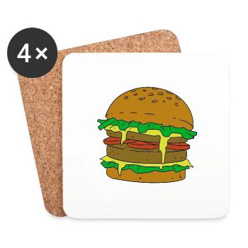 Minimalistischer Burger - Untersetzer (4er-Set) - Weiß - Vorne