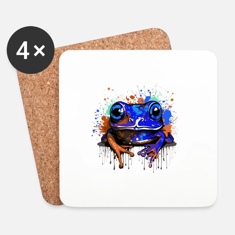 Frosch Bunt - Untersetzer (4er-Set) - Weiß