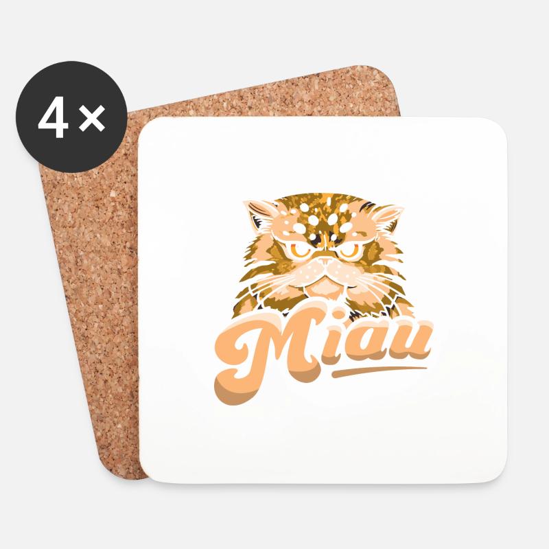 Miau Katze Cat Haustier - Untersetzer (4er-Set) - Weiß