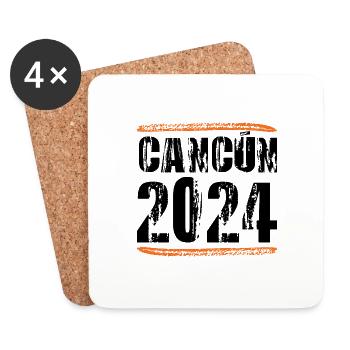 Cancun 2024 Saying - Coasters (set of 4) - white - Front