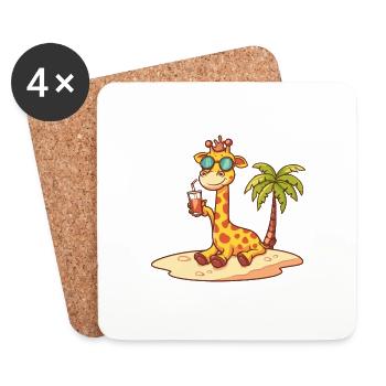 Giraffe Insel Sommer Palme - Untersetzer (4er-Set) - Weiß - Vorne