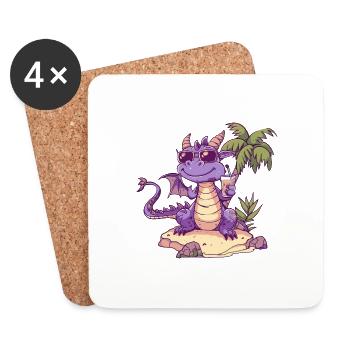 Drache Sommer Urlaub - Untersetzer (4er-Set) - Weiß - Vorne