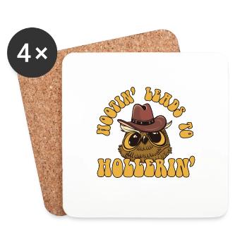 Hootin' mène à Hollerin' Funny Cowboy - Dessous de verre (lot de 4) - blanc - Devant