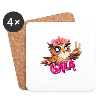 GALA - Beau nom de fille avec hibou mignon - Dessous de verre (lot de 4) - blanc - Devant