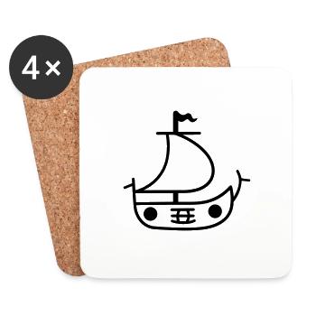 Bateau pirate - Dessous de verre (lot de 4) - blanc - Devant