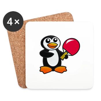 Pinguin Tischtennis skurril Cartoon minimalistisch - Untersetzer (4er-Set) - Weiß - Vorne