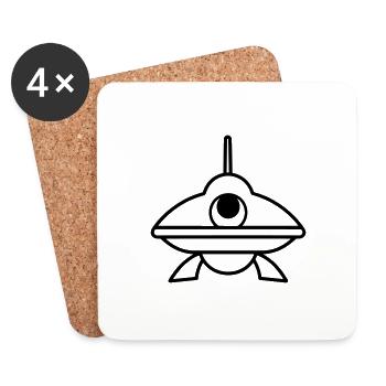 flying saucer - Coasters (set of 4) - white - Front