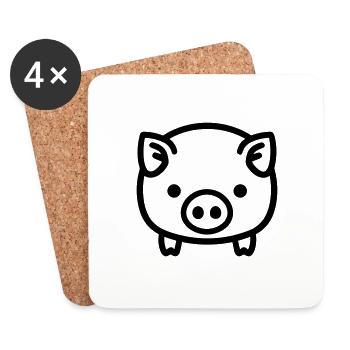 pig - Coasters (set of 4) - white - Front