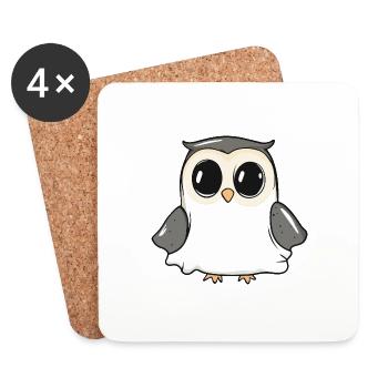 Hibou Halloween Drôle Fantôme - Dessous de verre (lot de 4) - blanc - Devant