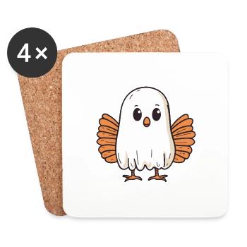 Truthahn Halloween Lustig Geist - Untersetzer (4er-Set) - Weiß - Vorne