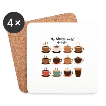 Die leckere Welt des Kaffee - Kaffee - Untersetzer (4er-Set) - Weiß - Vorne
