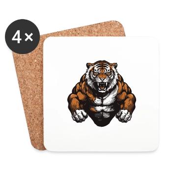 Musculation Tiger Muscles - Dessous de verre (lot de 4) - blanc - Devant