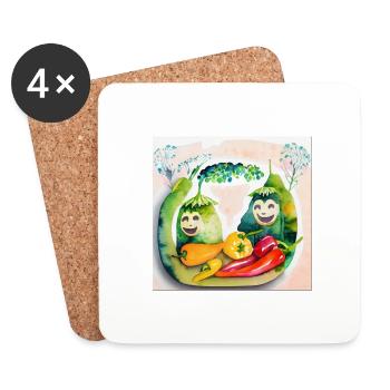 Cheerful vegetables - Coasters (set of 4) - white - Front