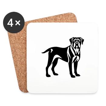 Bullmastiff Chien - Dessous de verre (lot de 4) - blanc - Devant
