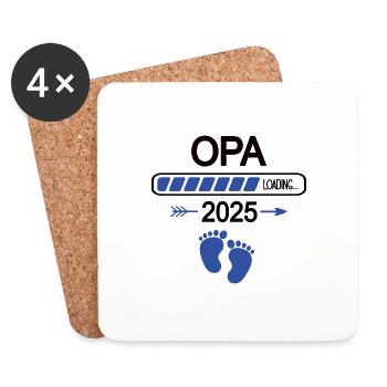 Opa 2025 Ich Werde Opi Schwangerschaft Verkünden - Untersetzer (4er-Set) - Weiß - Vorne