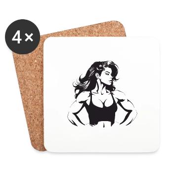 Frau Muskeln Bodybuilding Fitness Gym - Untersetzer (4er-Set) - Weiß - Vorne