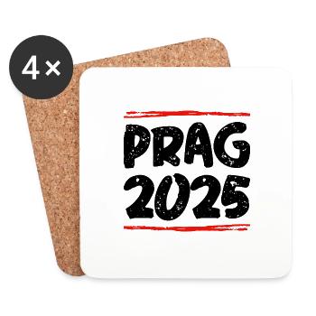 Prag 2025 Spruch - Untersetzer (4er-Set) - Weiß - Vorne