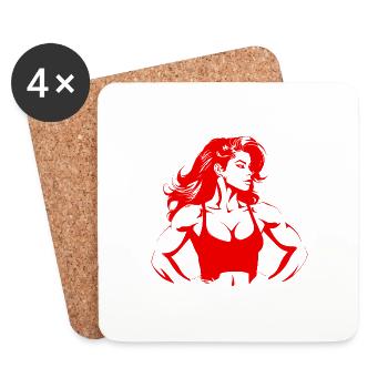 Fitness Woman Muscles Bodybuilding Gym - Coasters (set of 4) - white - Front