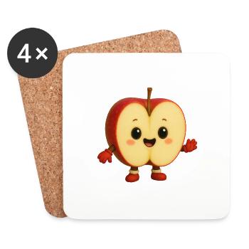 Apfel - Untersetzer (4er-Set) - Weiß - Vorne