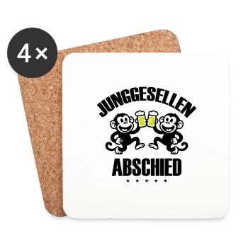 Junggesellenabschied Party Affen - Untersetzer (4er-Set) - Weiß - Vorne