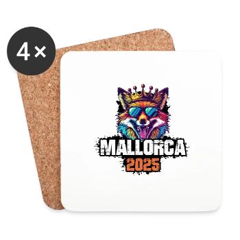 Mallorca 2025 Urlaub Fuchs - Untersetzer (4er-Set) - Weiß - Vorne