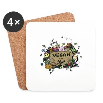 VEGAN et Chill - Vegan VipeZ - Dessous de verre (lot de 4) - blanc - Devant