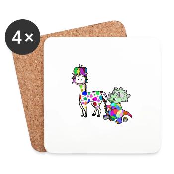 Fantasy Sauvage Giraffe Dino artiste Enfants - Dessous de verre (lot de 4) - blanc - Devant