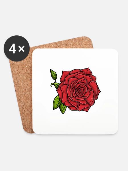 Rosenblüte - Untersetzer (4er-Set) - Weiß