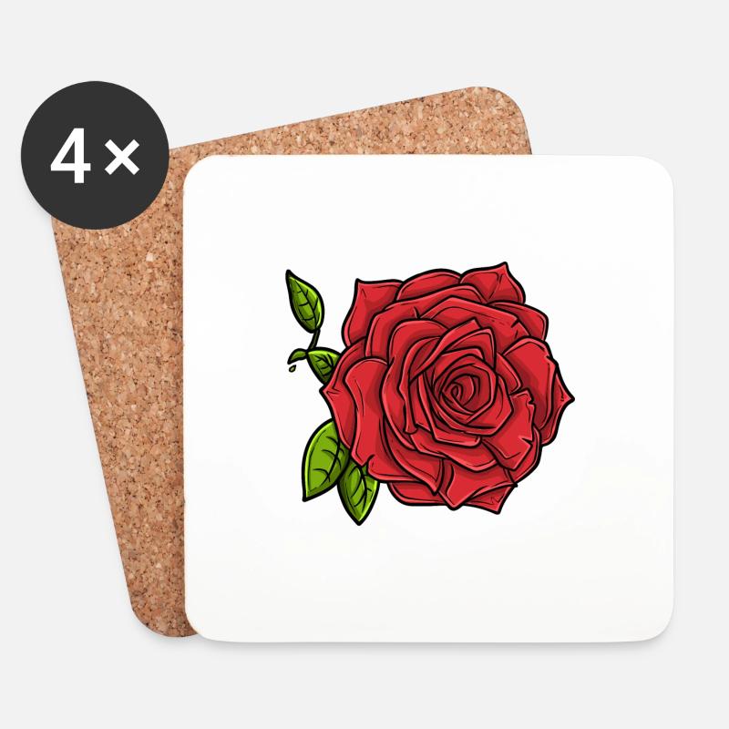 Rosenblüte - Untersetzer (4er-Set) - Weiß