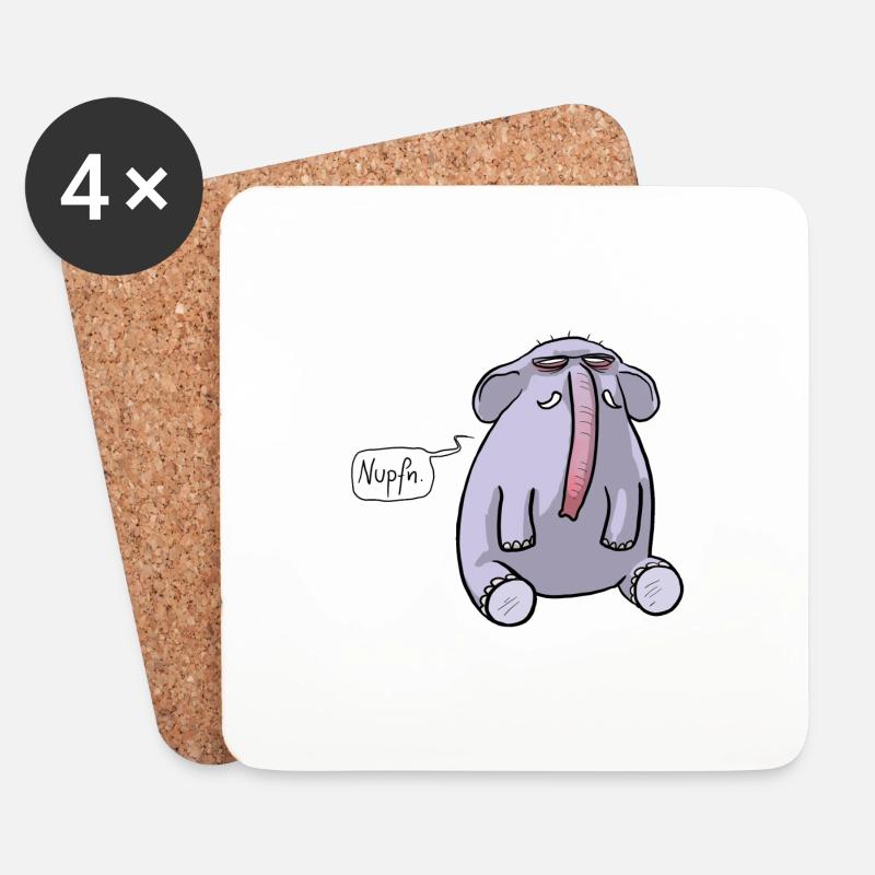 Elefant Schnupfen - Untersetzer (4er-Set) - Weiß
