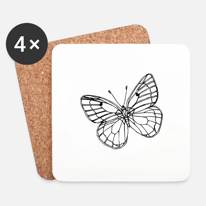 Schmetterling - Untersetzer (4er-Set) - Weiß