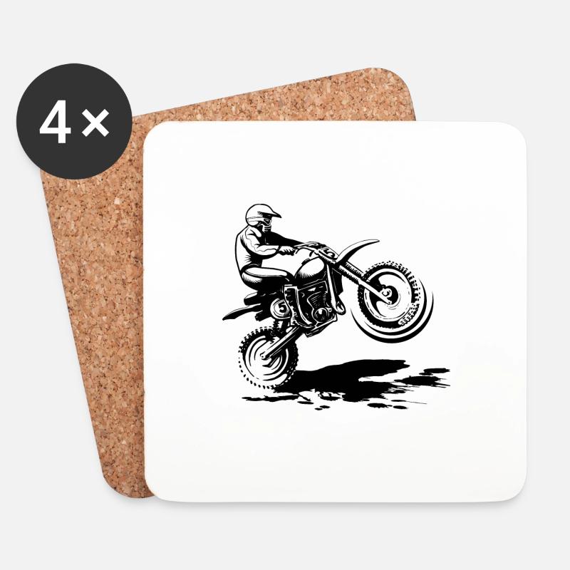 Motorcross Enduro - Untersetzer (4er-Set) - Weiß