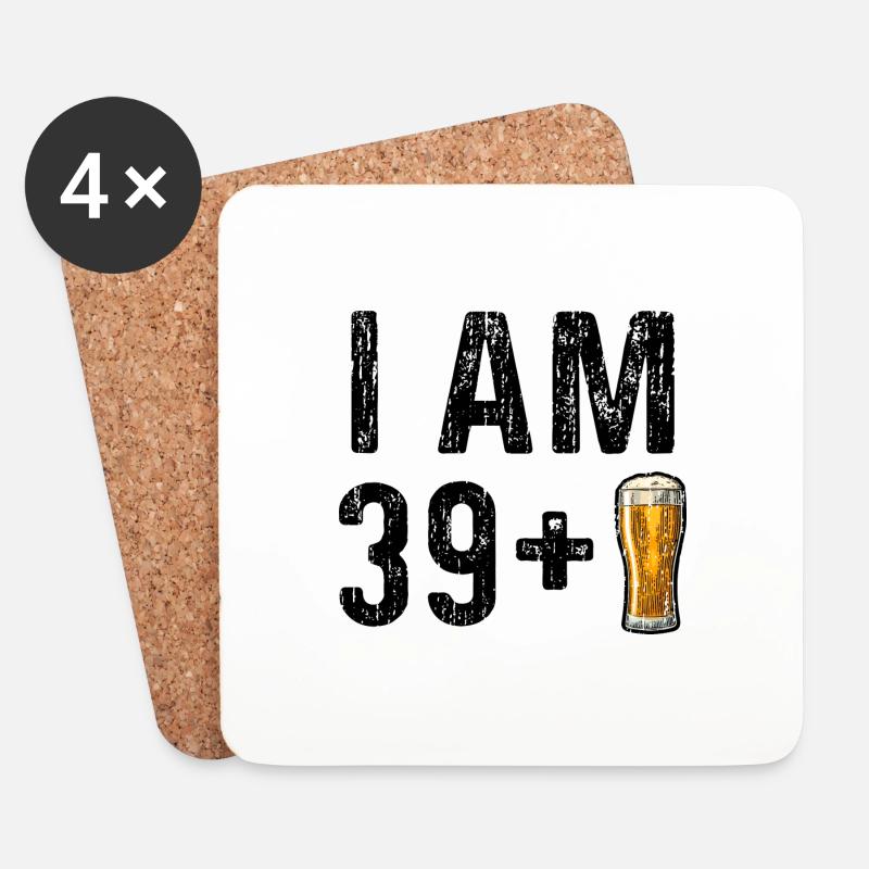 I Am 39 Plus Beer - 40. Geburtstag - Untersetzer (4er-Set) - Weiß