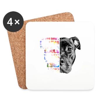 J'aime ma femme Pitbull aime son cadeau Pitbull - Dessous de verre (lot de 4) - blanc - Devant