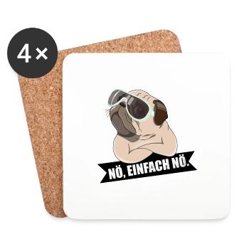 Mops: Nö, einfach nö. - Untersetzer (4er-Set) - Weiß - Vorne