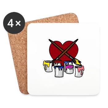 pinceau couleur peintre artiste Travail - Dessous de verre (lot de 4) - blanc - Devant