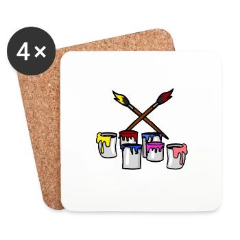 Brush Color Bucket Painter Artist Graffiti Getto - Coasters (set of 4) - white - Front
