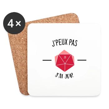J'peux pas, j'ai jdr - Dessous de verre (lot de 4) - blanc - Devant
