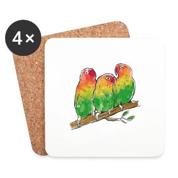 Peach head aka Fischer's Inseparable - Coasters (set of 4) - white - Front