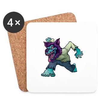 Wolf Zombie Werwolf Wild Kreatur lila monster - Untersetzer (4er-Set) - Weiß - Vorne