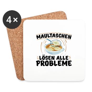 Maultaschen lösen alle Probleme | Schwabe Geschenk - Untersetzer (4er-Set) - Weiß - Vorne