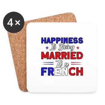 French Flag French Roots Gift - Coasters (set of 4) - white - Front