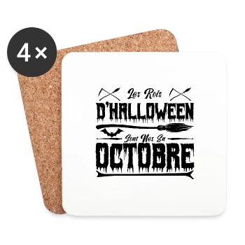 les roi d’Halloween sont nés en octobre0 - Dessous de verre (lot de 4) - blanc - Devant